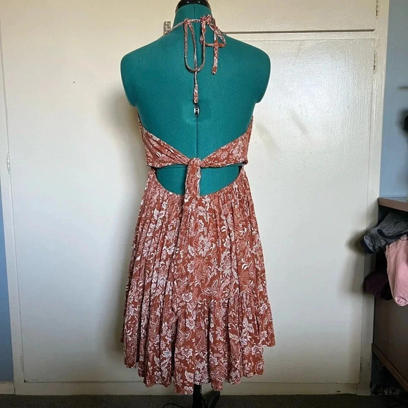 Lovely Day  BROWN FLORAL SMOCKED
TIERED SKATER DRESS - Picture 5 of 11